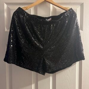 Glamorous Black Sequin High Waist Women's Shorts